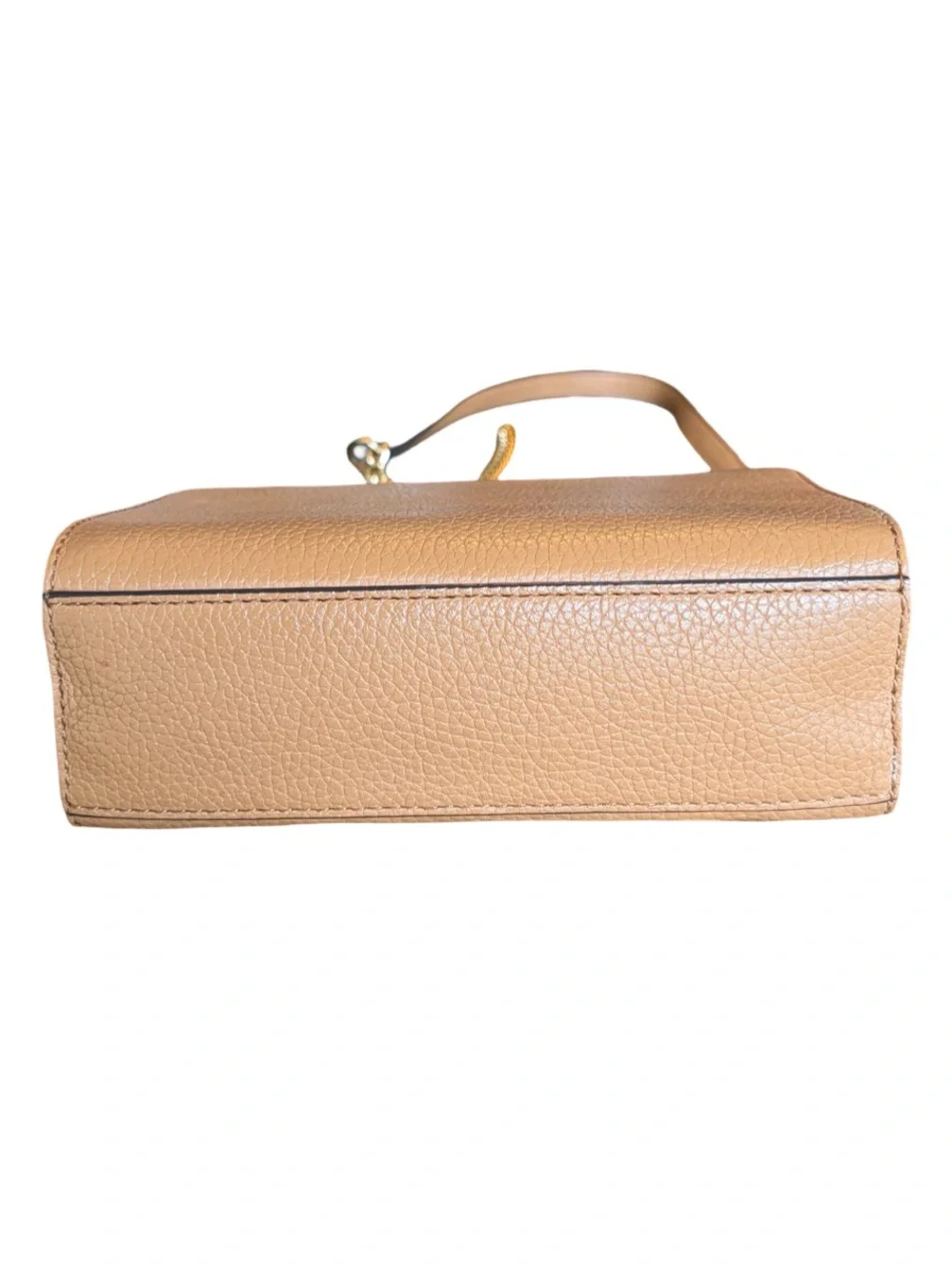 Tory Burch Carter Shrunken Shoulder Bag Tan Pebbled Leather Gold Hardware